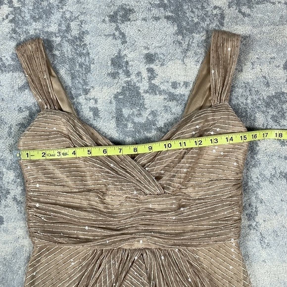 David Meister Gold Sequin Sparkle Sweetheart Cocktail Mini Dress Sz 4 - Picture 7 of 10